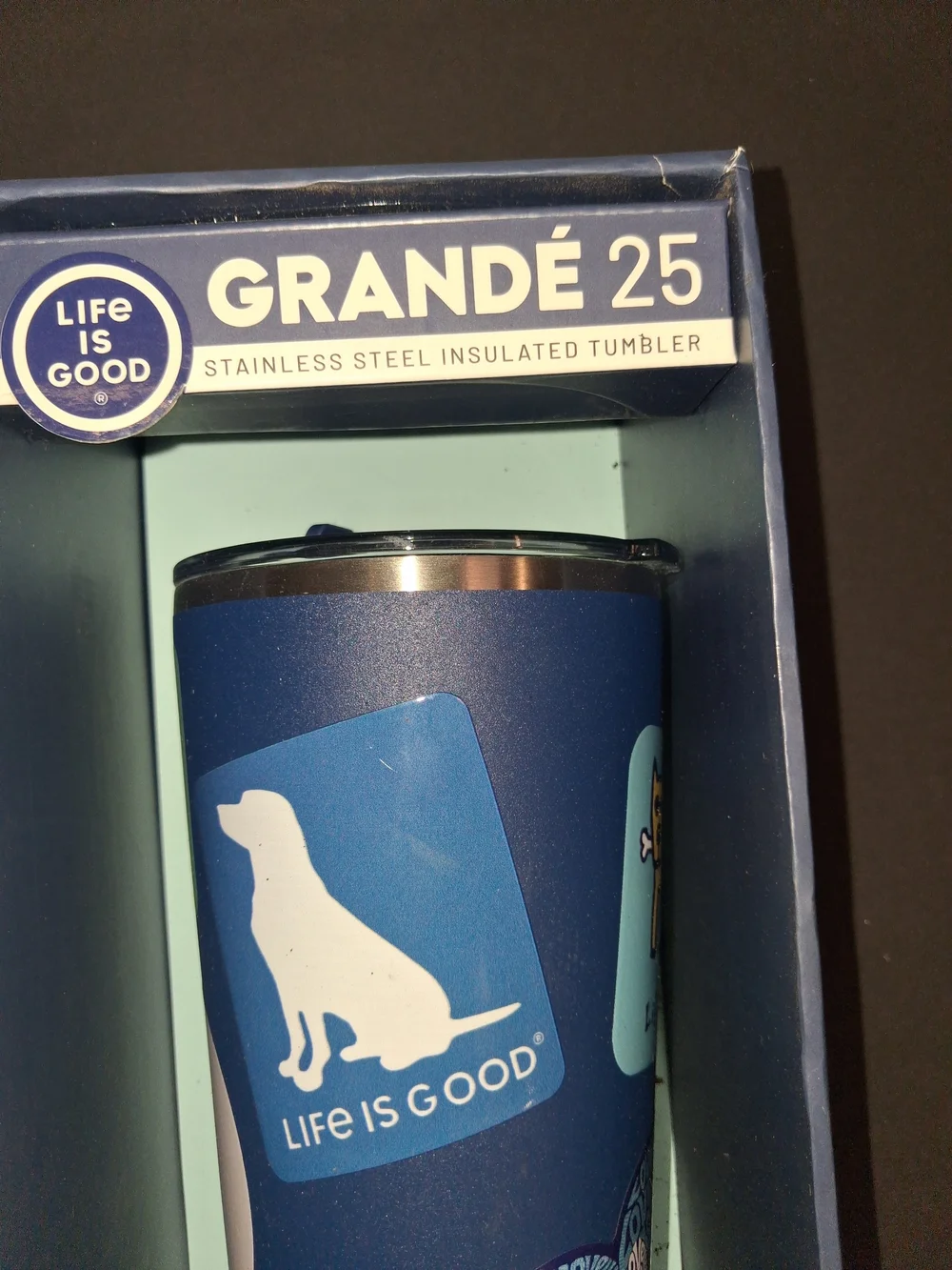 Life Is Good Blue Dog Graphic Insulated Tumbler